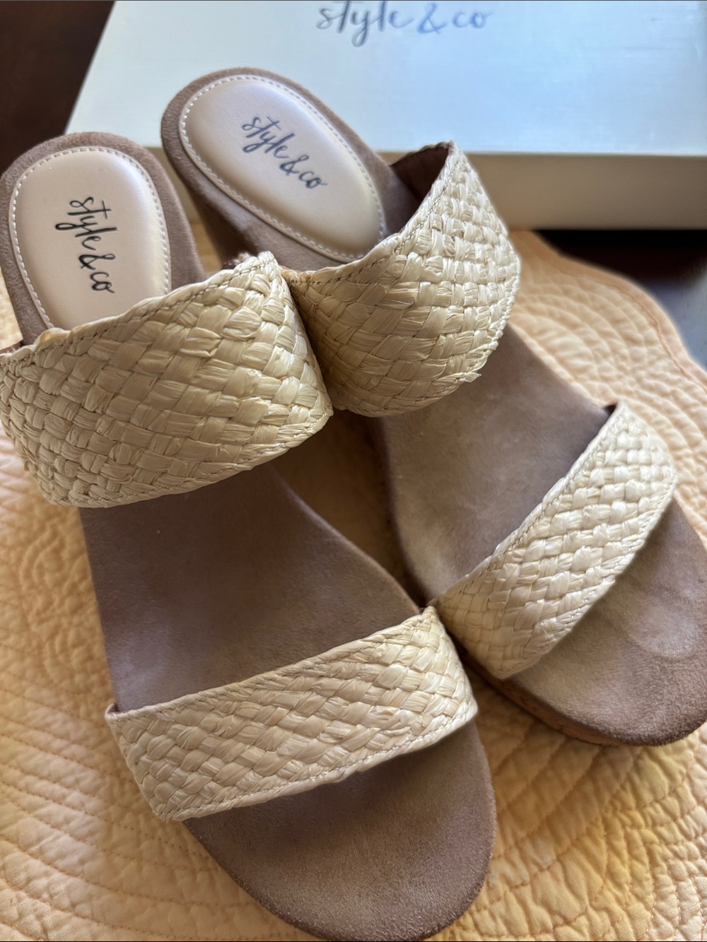 Style & Company Wedge Sandals Off-White. Size 8.5. Like new.